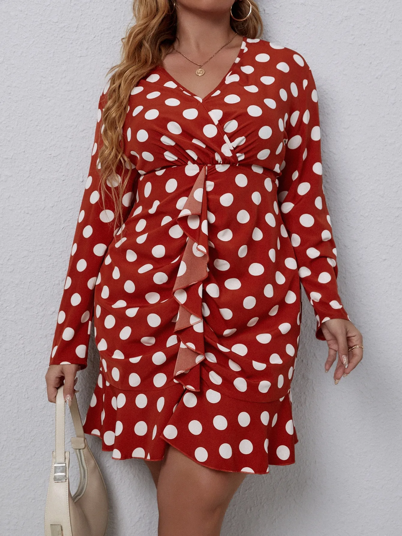 Finjani Plus Size Bohemian Dresses For Women 2023 Dot Pattern Red Even Dress Pretty And Cheap Evening Dresses