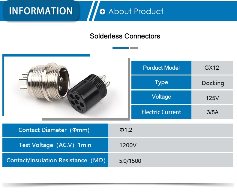 Gx12 Stoß Typ 2/3/4/5/6/7 Pin Stecker & Buchse Docking Aviator Luftfahrt Steckdose Rundst ecker – Detail 6