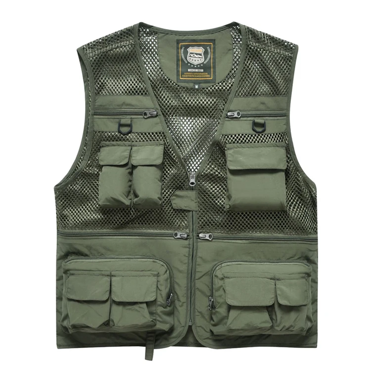 TRVLWEGO Men's Outdoor Fishing Mesh Safari Breathable Vest Multi Pocket  Hunting Hiking Photography Waistcoat Sleeveless Jacket