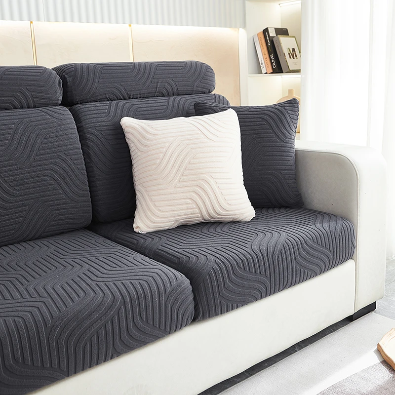 Jacquard Fabric Seat Cushion Cover Elastic Adjustable Sofa Cover Pets Kids Sofa Cover Removable Washable Sofa Slipcovers 4