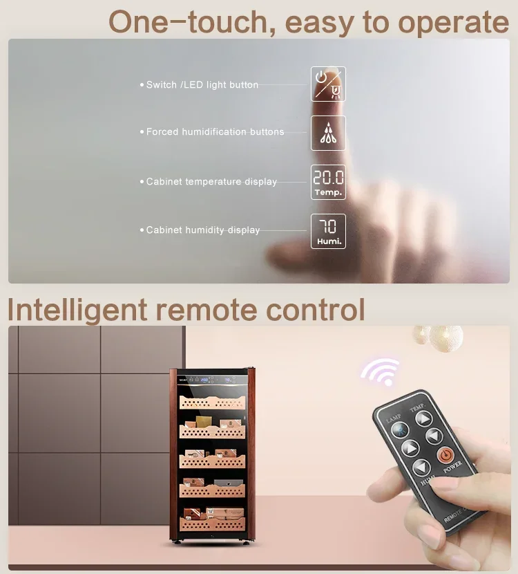 Small Cigar Humidor Electric 191L Hold 800 Thermoelectric 16-22℃ Spanish Cedar Wood Luxury Mini Cigar Cooler Cabinet