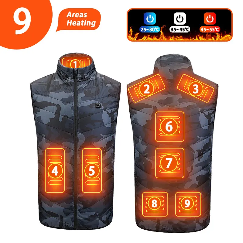thumbnail image 1 of Chaleco autocalentable de 21 áreas, chaqueta térmica para hombre y mujer, chaqueta térmica con USB, ropa cálida para pescar en invierno, 1 of 5