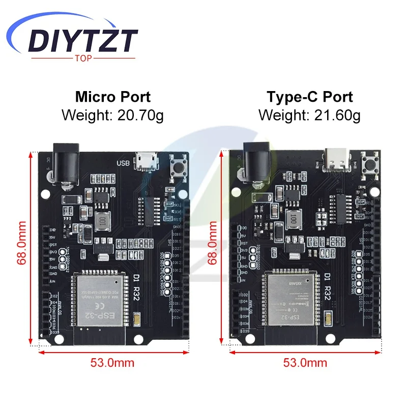 Wemos D1 ESP32 ESP-32 WiFi 블루투스 4MB 플래시 UNO D1 R32 보드 모듈 CH340 CH340G 개발 보드 (아두이노용) DIYTZT