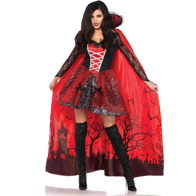 

Halloween Women Witch Costume Cloak Dress Vampire Zombie Cosplay Demon Queen Costume Masquerade Costume Halloween Outfit