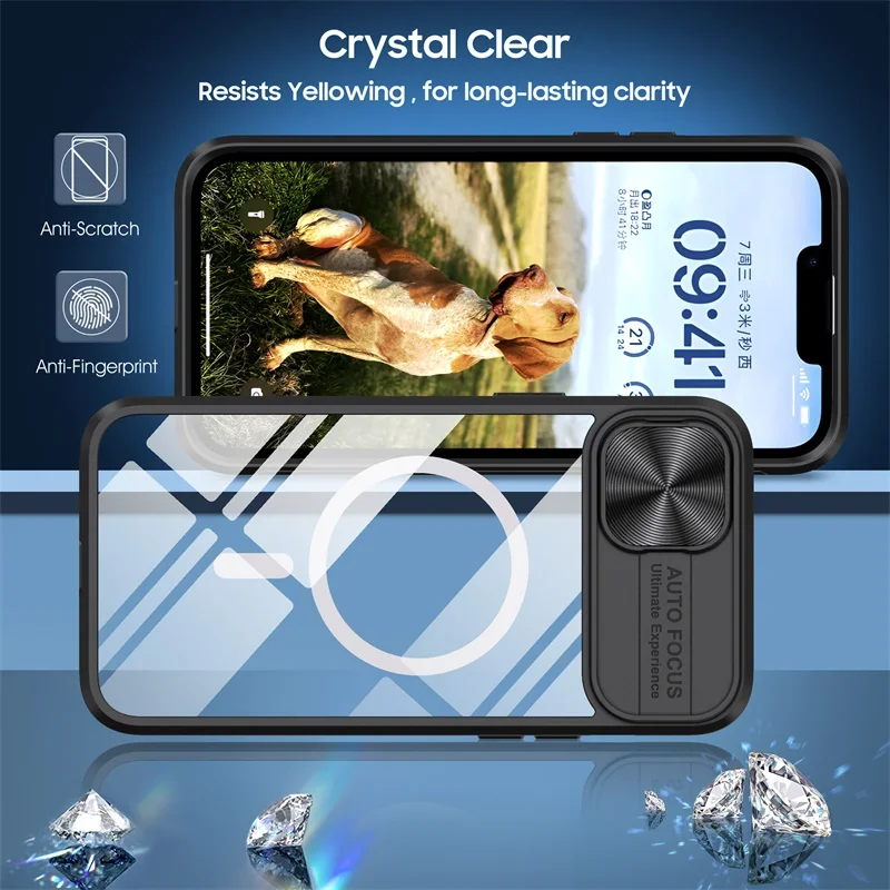 Acrylic Slide Camera Lens Case with MagSafe for Magnetic Wireless Charging