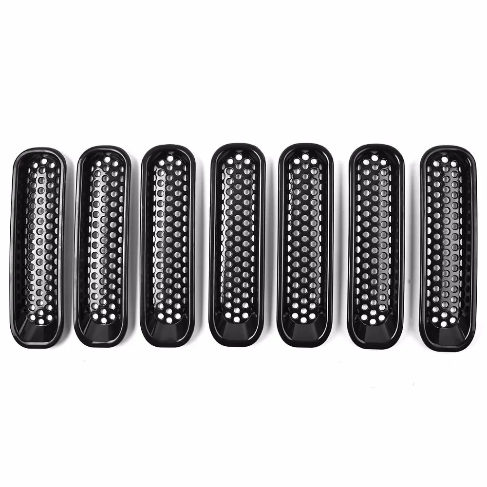 2007-2018 지프 랭글러 JK 프론트 그릴 메쉬 인서트 및 헤드라이트 커버 프레임 자동차 액세서리용 프론트 그릴 인서트 그릴 커버