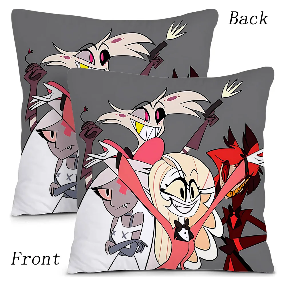 H-Hazbin HotelS Pillow Covers Cartoon Sofa Decorative Home Double-sided Printing Short Plush Cute Cushion Cover 4