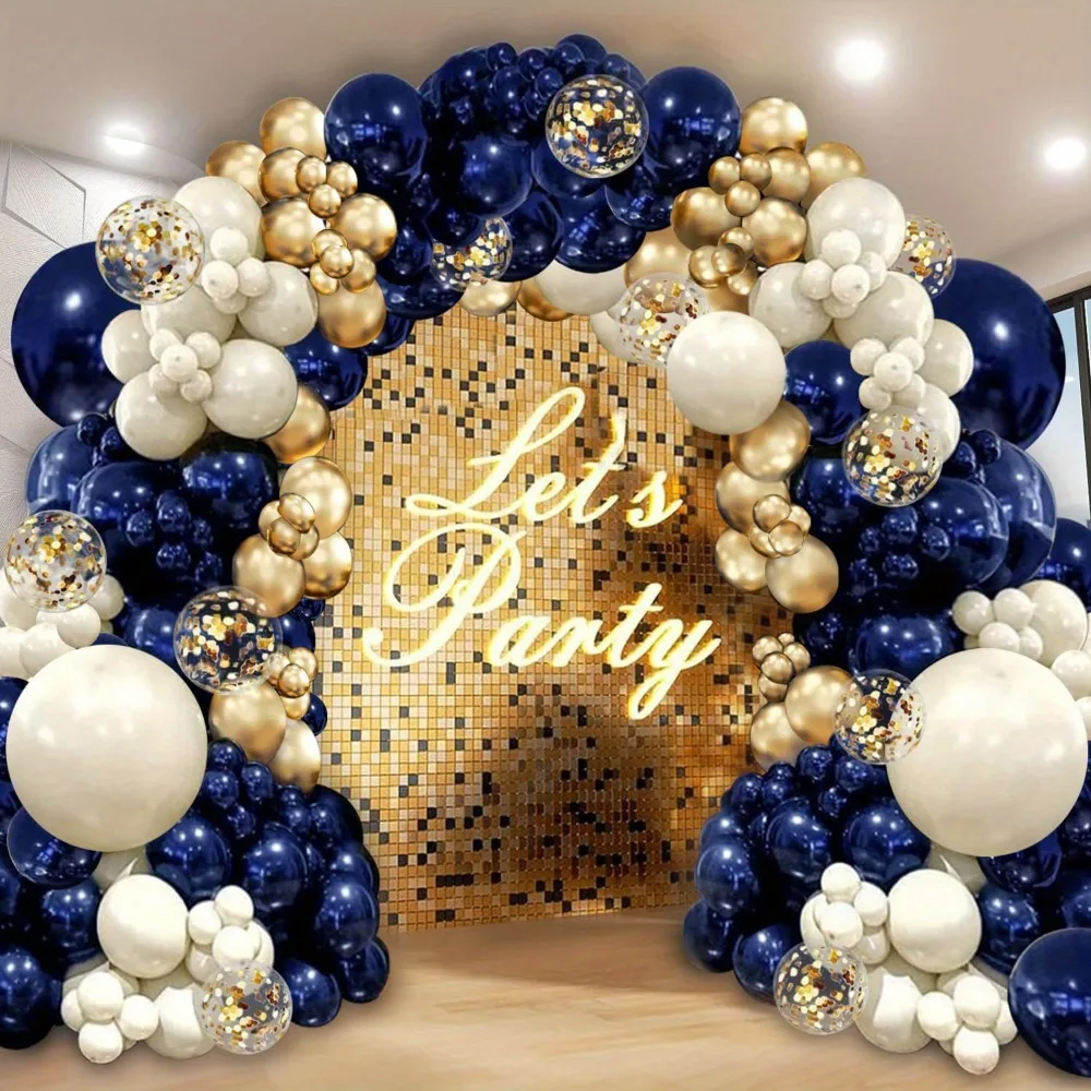 114-teiliges Marineblau & Gold Ballonset mit Gold-Konfetti-Ballons für Neujahr, Abschlussfeier, Geburtstag, Hochzeit, Brautparty, Partydekoration – Detail 7