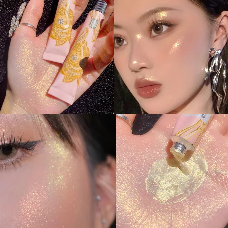 Waterproof Diamond Liquid Highlight Shining Brighten Face Body Contouring Shimmer Gold Blue Beauty Makeup Highlighter Cosmetics