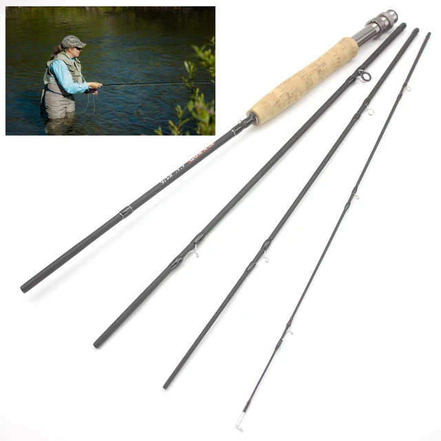 Lightweight Compact Fly Fishing Rod and Reel Combo - Full Kit - 2.4m Length