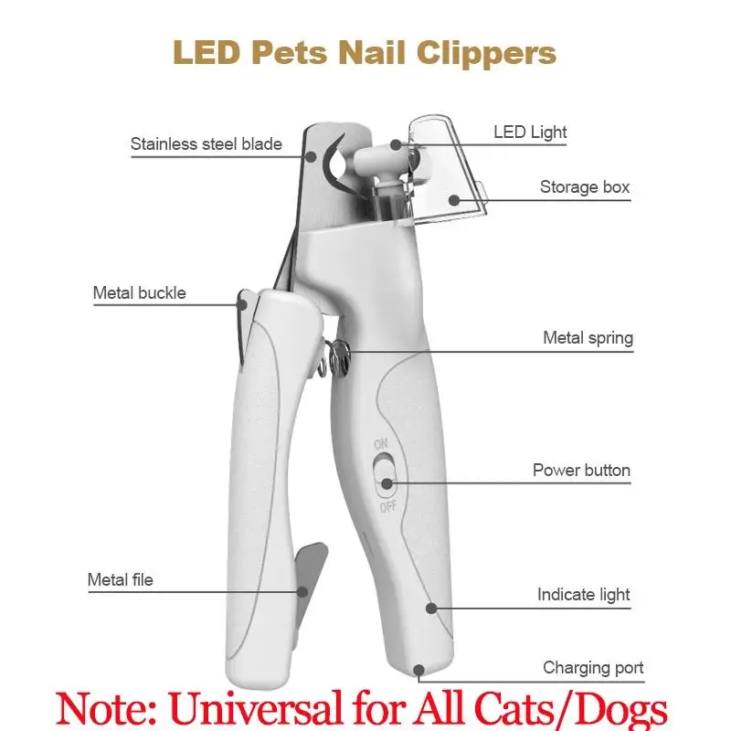 Pet Nail Clipper with LED Light Dog Cat Special Blood Line Scissors Multifunction Nail Trimmer Pet Cleaning Grooming Supplies pet nail clipper pet nail scissors