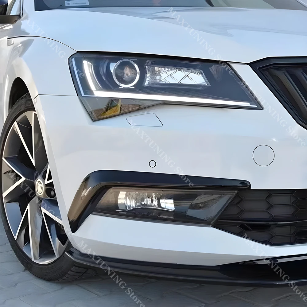 For Skoda Superb 2015-2019 Front Bumper Fog Lamp Frame Cover Trims Side Air Blade Splitters Spoiler Kit Tuning Car Accessories 1