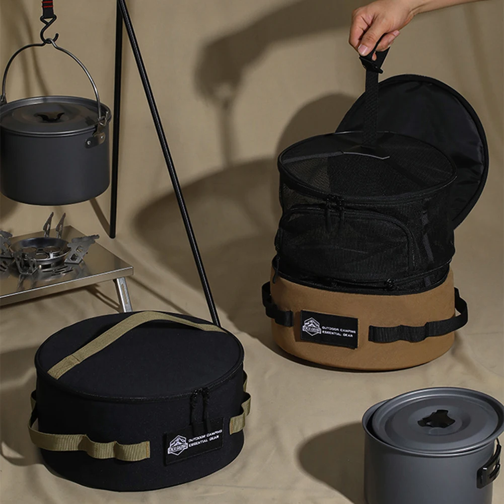 Camping Storage Bag Fall Resistance Tableware Tool Organizer Pot Cookware Holder