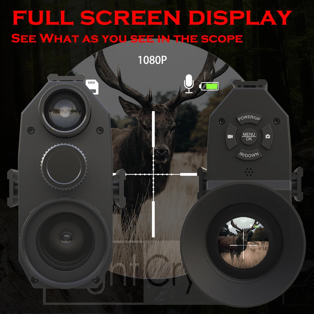 Hunting trail camera Trail camera Megaorei 4B Night Vision 1080p HD Hunting Camera Camcorder Portable Rear Scope Add on Attachment with Built-in 850nm 940nm IR
