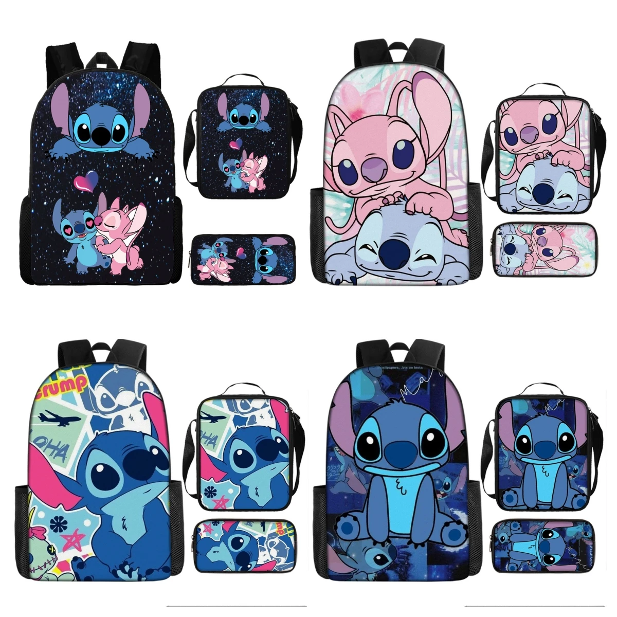 

Disney School Bag Cute Stitch Backpack Lilo & Stitch Backpack Oxford Cloth Satchel Lunch Bag Pen Bag Boy Girl Birthday Gift