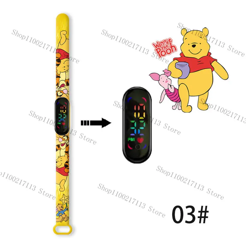 Disney Winnie the Pooh children's watches cartoon print strap LED touch waterproof Sports electronic kids watch birthday gifts 5
