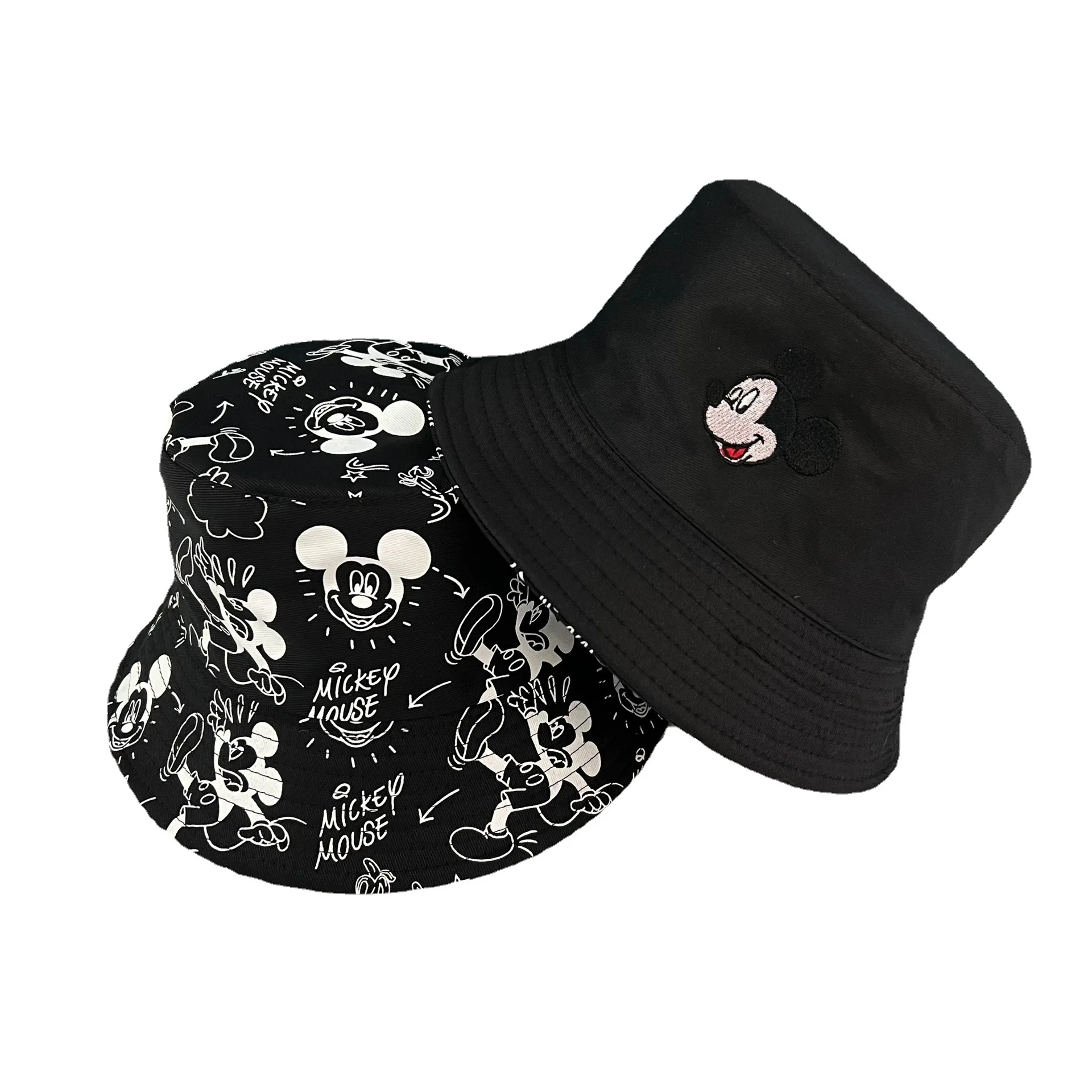 Disney Waflera Mickey Mouse Bucket Cap Autumn Cartoon Fisherman Hats Double-sided Printing Cotton Cap Birthday For Kids Gifts 5