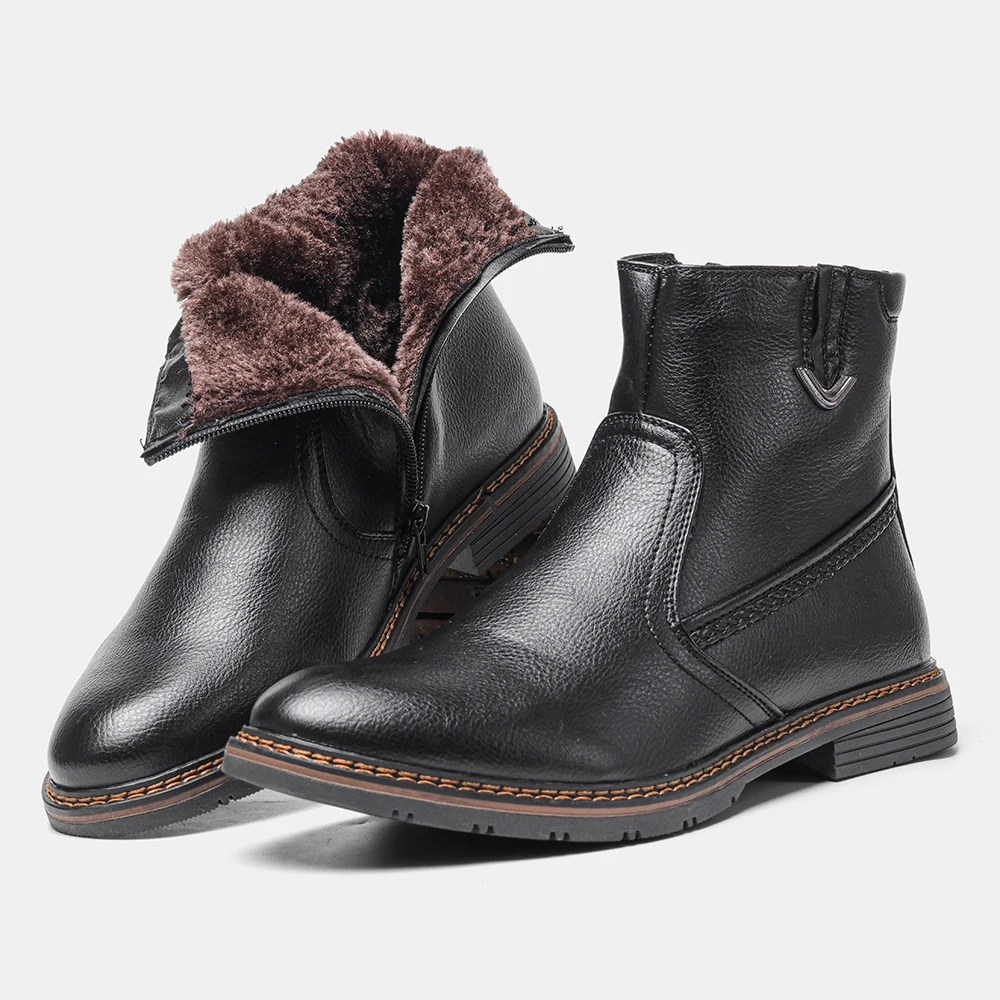 40-45 winter boots warm waterproof Non-Slip men snow boots Leather Winter for men