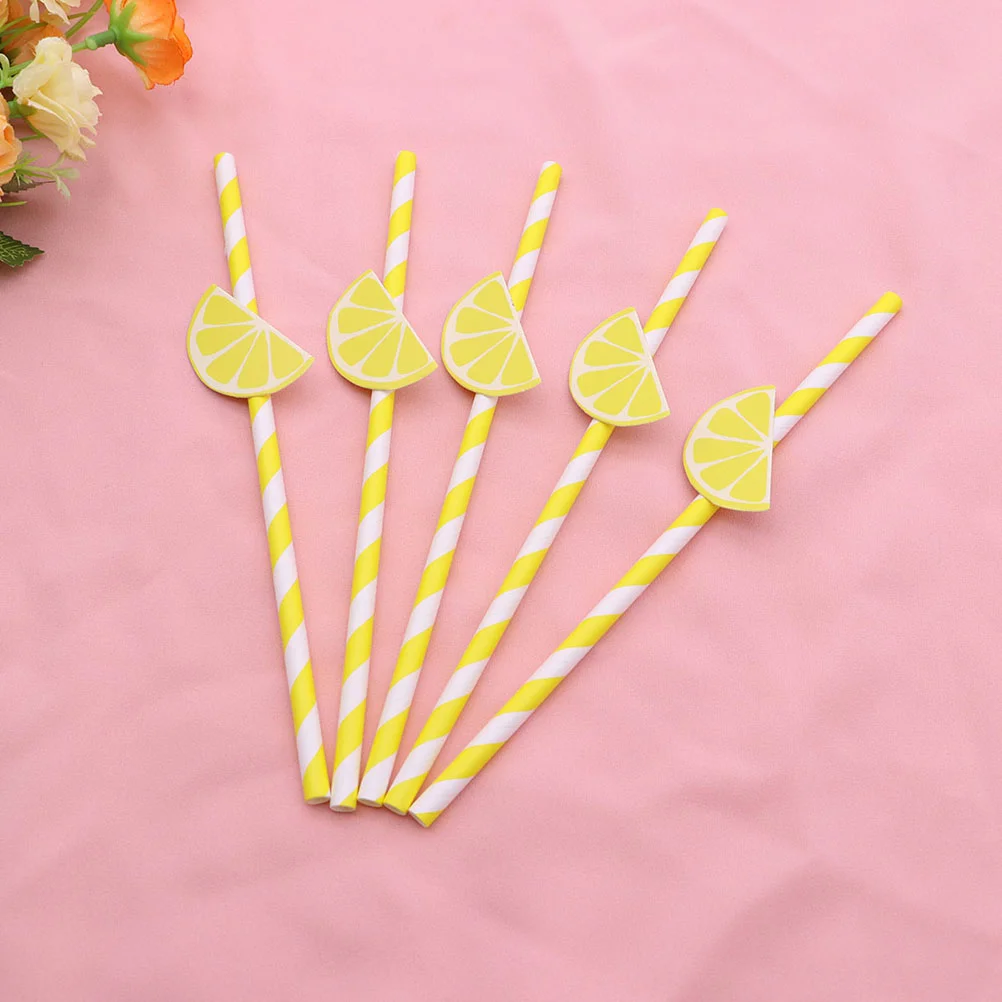 30pcs Hawaii Straws Fruit Paper Straws Party Supplies for Drinking