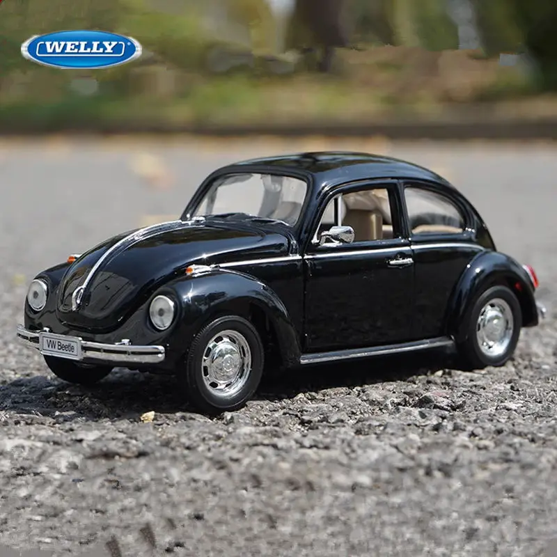 

Модель классического автомобиля WELLY Volkswagen Beetle из сплава в масштабе 1:24, литой металлический автомобиль, Игрушечная модель высокой модели, коллекционные подарки для детей