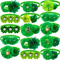 20/50ps Dog Bowties Fashion Green Flower Small Dog Cat Bow Tie Neckties For ST Patrick's Adjust Pets Dogs Grooming Pet Supplies 1