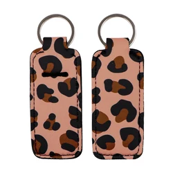 Leopard Print Lipstick Holder Keychain - Fashionable Chapstick and Lip Balm Accessory (1)