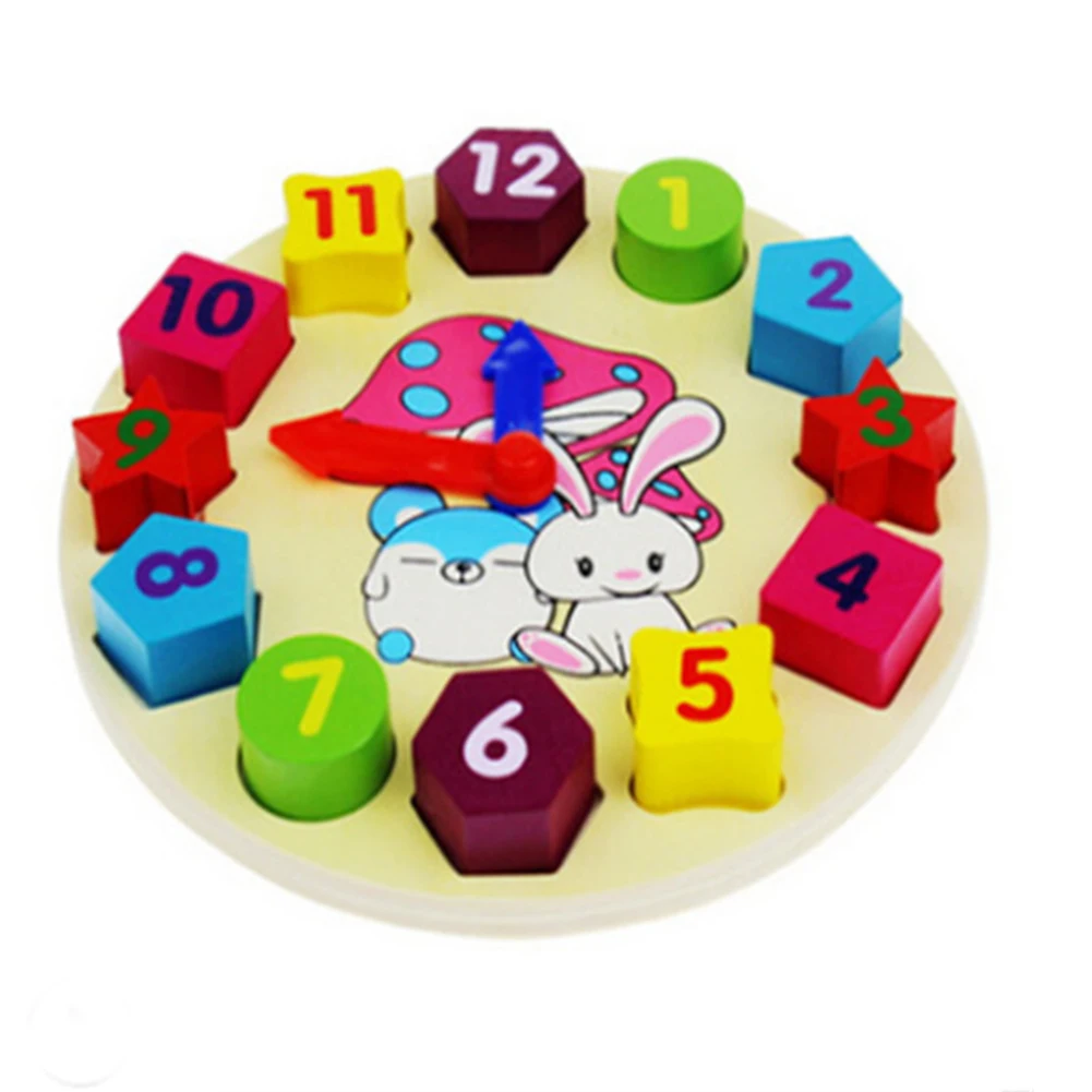 

Игрушечные строительные блоки красочная Форма деревянные часы цифровые геометрические часы для детей детские развивающие игрушки подарки