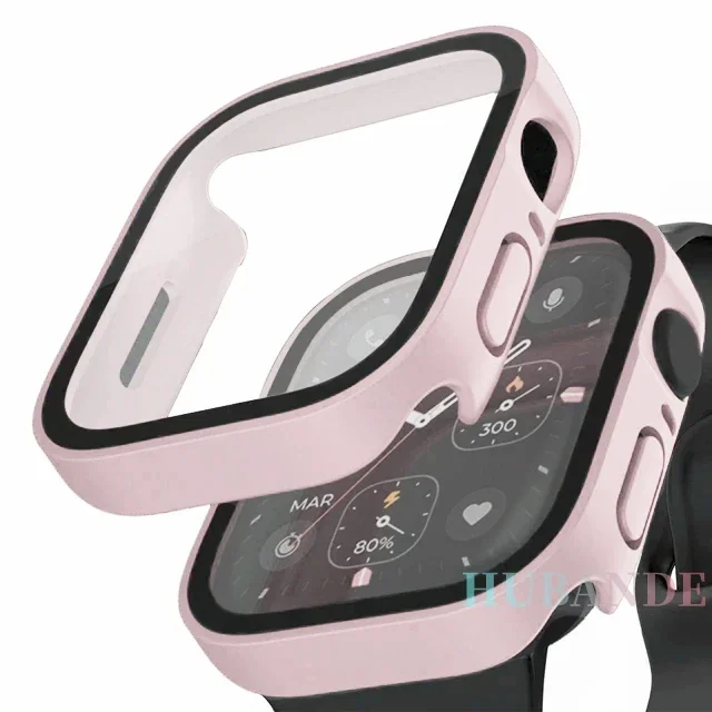 Premium Glass Screen Protector and Protective Case for Apple Watch - Straight Edge Design