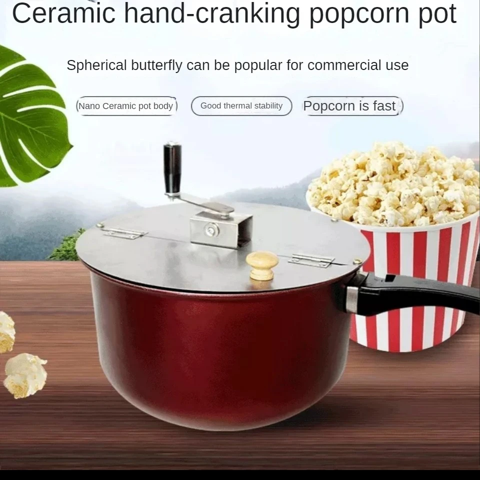 Hand operated Stovetop Gas Popcorn Maker Commerical Popper Pot Nonstick