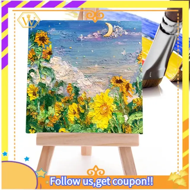 Latest-24Set Artists 5 Inch Mini Easel +3 Inch X3 Inch Mini Canvas Set Painting Craft DIY Drawing Small Table Easel Gift 3
