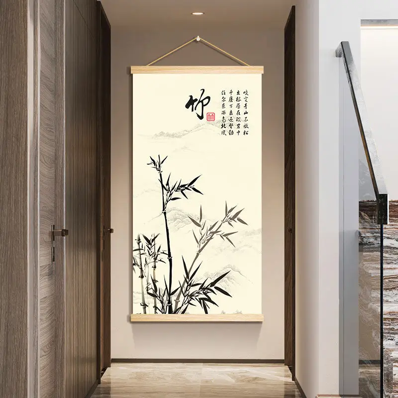 

Chinese Style Scroll Paintings Living Room Bedroom Office Decor Aethetic Bamboo Flower Tapestry Wall Hanging Home Decoration