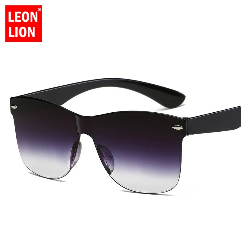 LeonLion 2023 One-piece Cat Eye Sunglasses Women/Men Gradient Lens Retro Mirror Rimless Sun Glasses Vintage Travel Eyewear UV400