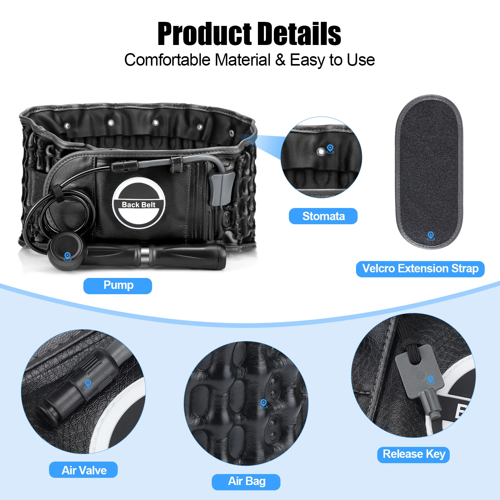 Inflatable Waist Belt Massager Adjustable Decompression Back Belt Lumbar Support Waist Air Traction Brace Waist Massage Belts