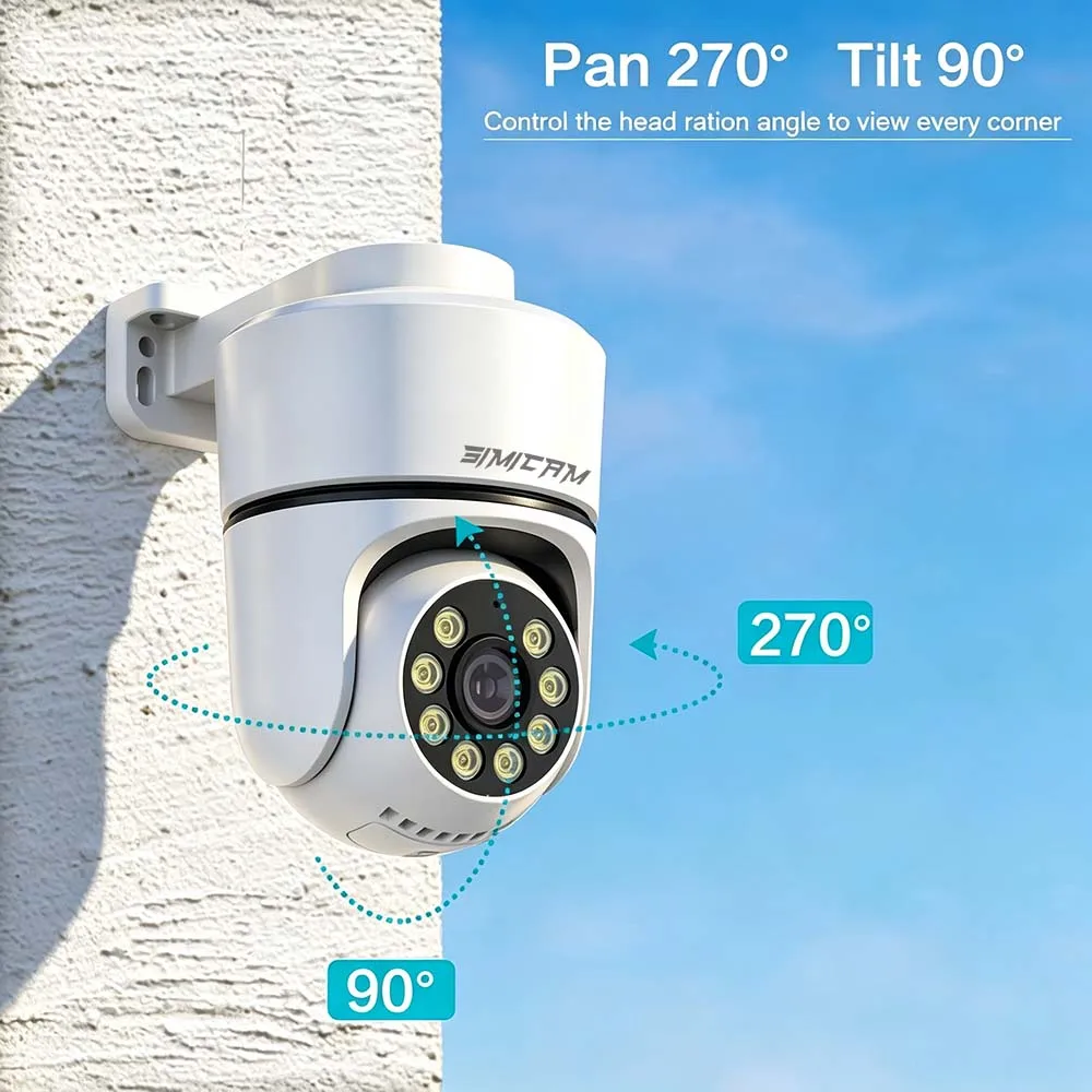 4K/5MP PTZ PoE IP Security Camera CCTV Surveillance Camera Outdoor Onvif Color Night Vision Motion Detection 2-way Talk SD Slot 3