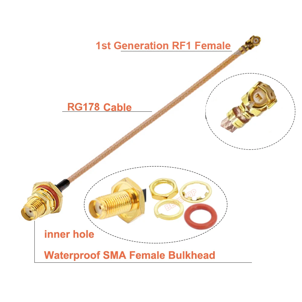 2pcs UFL IPX RF1 여성-SMA 여성/남성 WIFI 안테나 RF 케이블 RG178 피그테일 확장 BEVOTOP