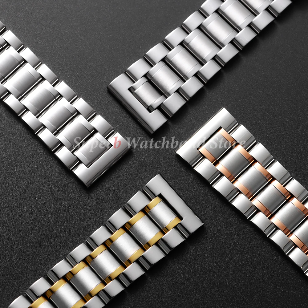 Elegant Curved End Stainless Steel Universal Strap with Butterfly Clasp