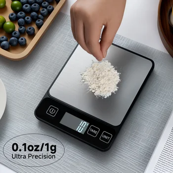 Bilancia digitale LCD ad alta precisione Bilancia elettronica in acciaio inossidabile da 10 kg/1 g adatta per cuocere caffè, tè, fitness, strumento per pesare alimenti 1