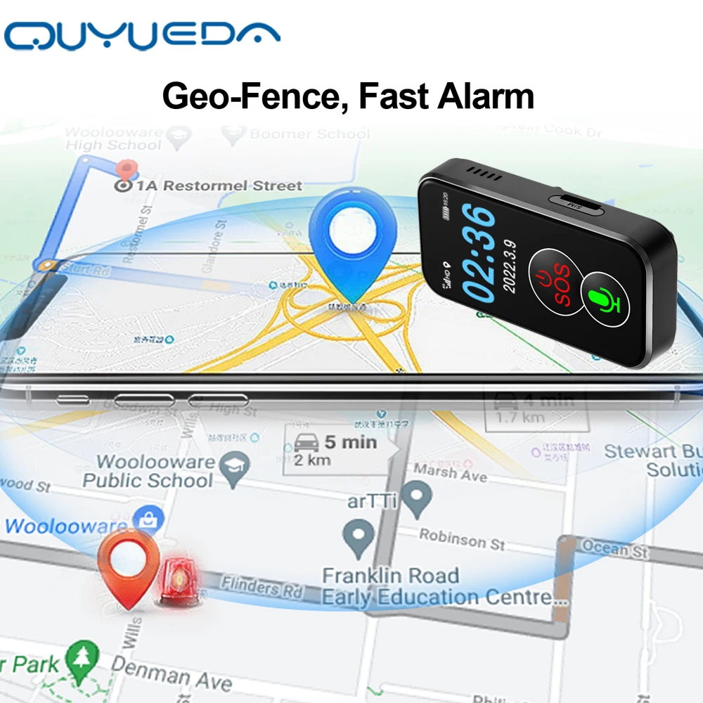 Mini GPS Tracker 4G Tracking Pendant Device Student Locator Card With 1000mAh Battery Waterproof SOS Fall Alarm Gen-fence Charm