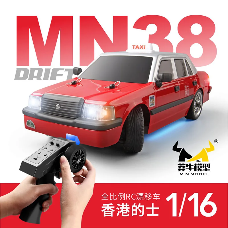 MN-38 고속 드리프트 리모컨 택시, 1/16 RC 자동차, 어린이 장난감 생일 선물, 신제품