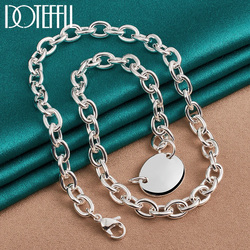 DOTEFFIL  18 인치 체인 타원형 라운드 펜던트 목걸이 여성을위한 결혼 약혼 패션 쥬얼리