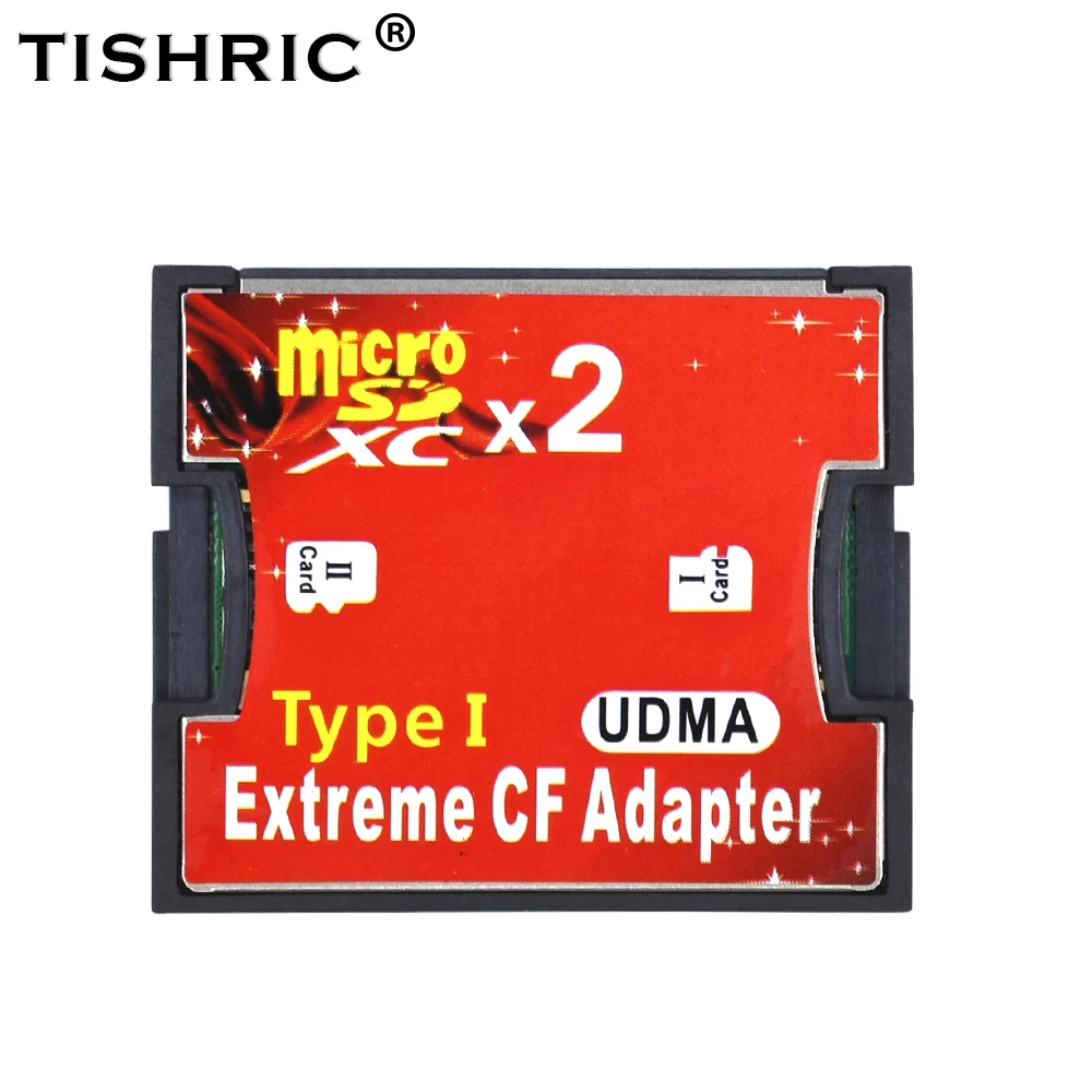 TISHRIC Two Ports Micro SD TF to CF Adapter Adaptor For MicroSD HC to Compact Flash Type I Memory Card Reader Converter