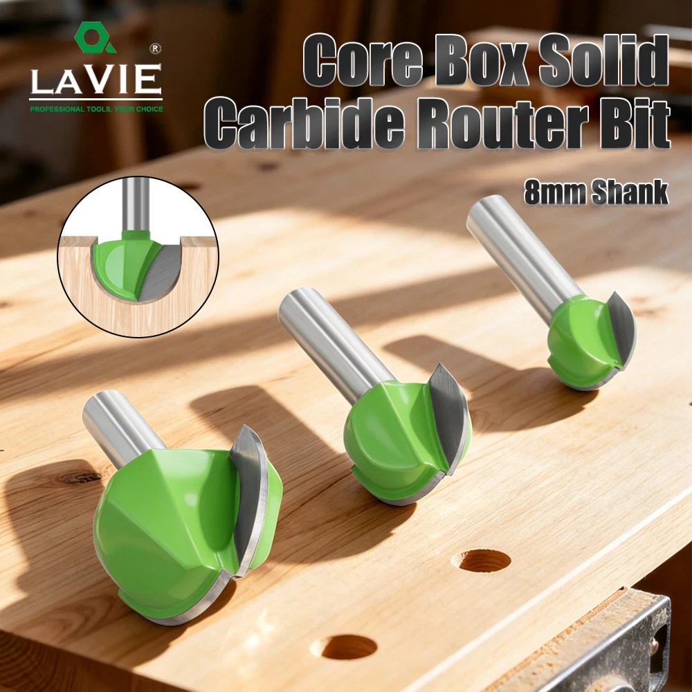 Lavie 1 Stück Hartmetall-Fräser mit rundem Schaft, 8 mm Schaftdurchmesser, für Holzbearbeitung, geeignet für Heimwerker und professionelle Holzbearbeitung.
