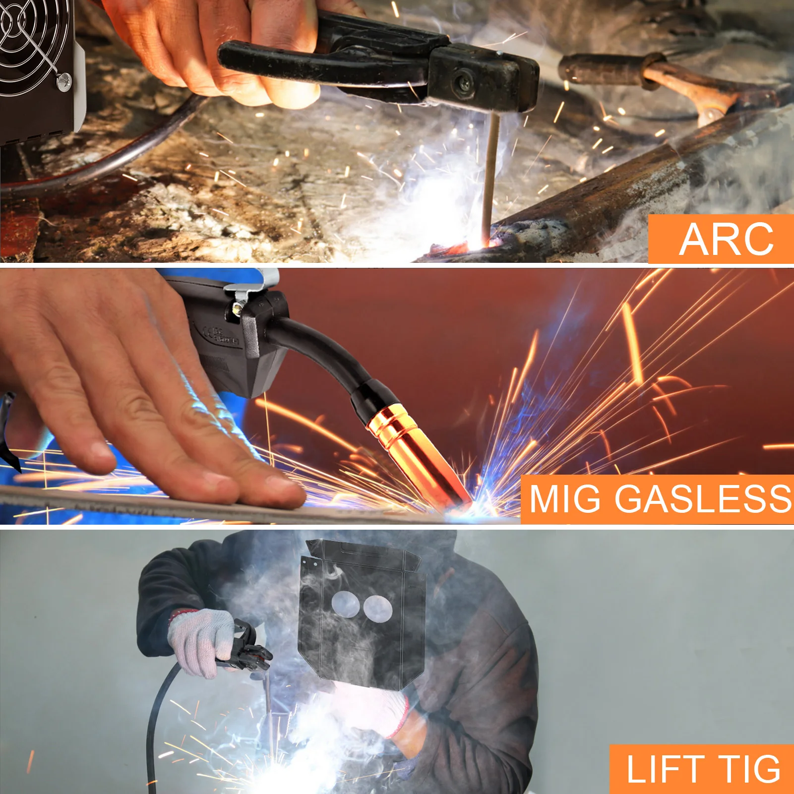 3 in 1 MIG Welder Inverter, LED Digital Display MIG Welder, TIG Welding Machine, Gasless Welder, Multi Process Welding