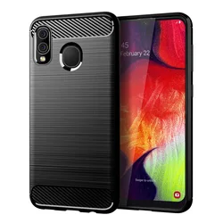 Shockproof Carbon Fiber Silicone Phone Case - Soft TPU Cover for Samsung M10S (Black)