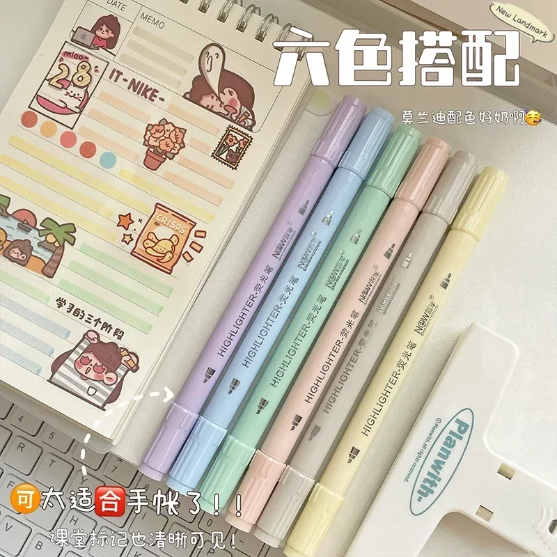 Double Headed Highlighter Pen Gradient Color Student Key Marker Pens Large Capacity Hand Account Specialized pen