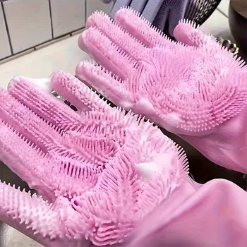 1 paio di guanti per lavare i piatti in silicone Guanti multifunzionali per la casa Pulizia della cucina Guanti magici per l'isolamento termico 1