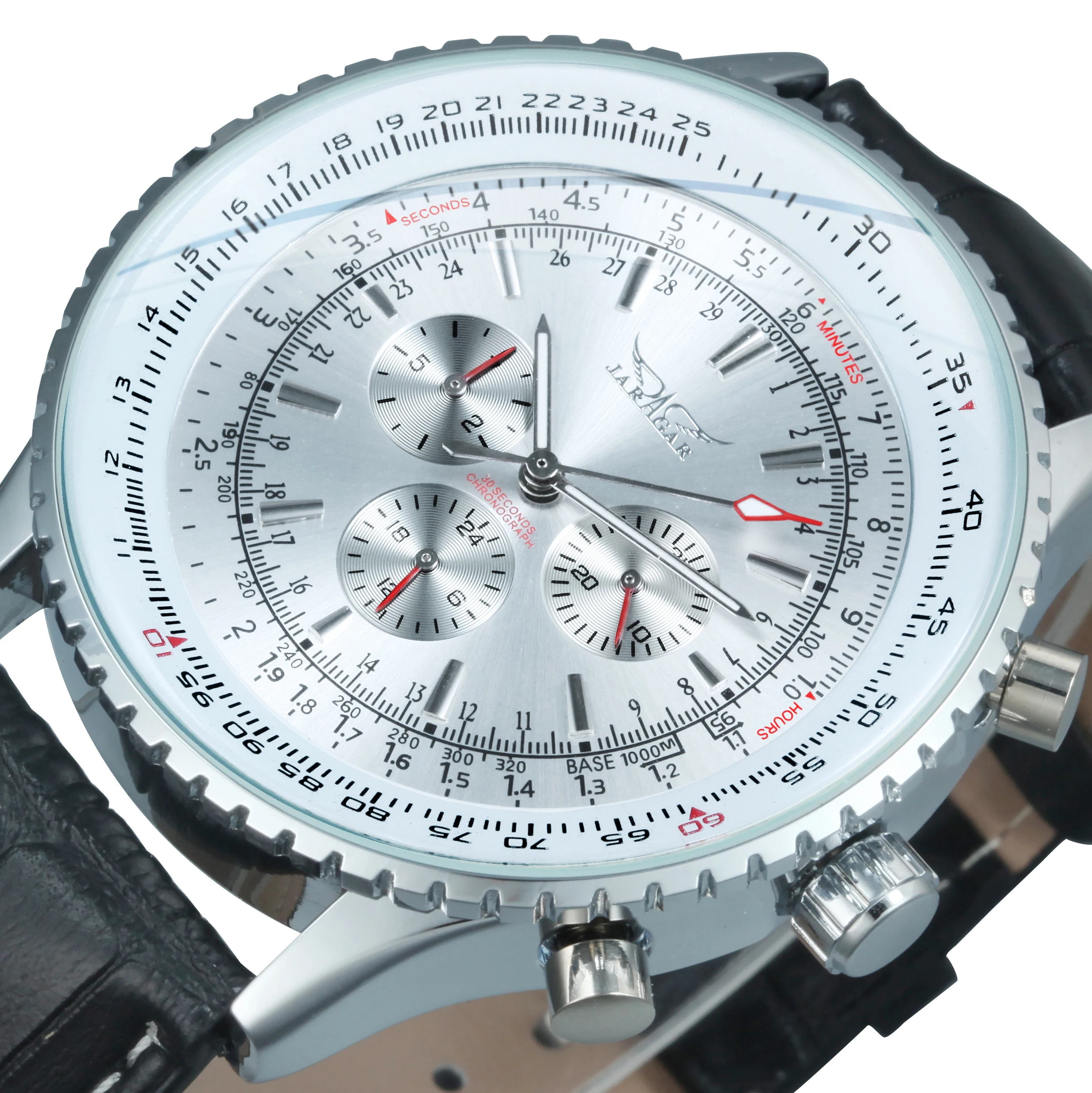 Luxury JARAGAR Pilot Automatic Men's Watch - Multifunction Mechanical Timepiece with Leather Strap