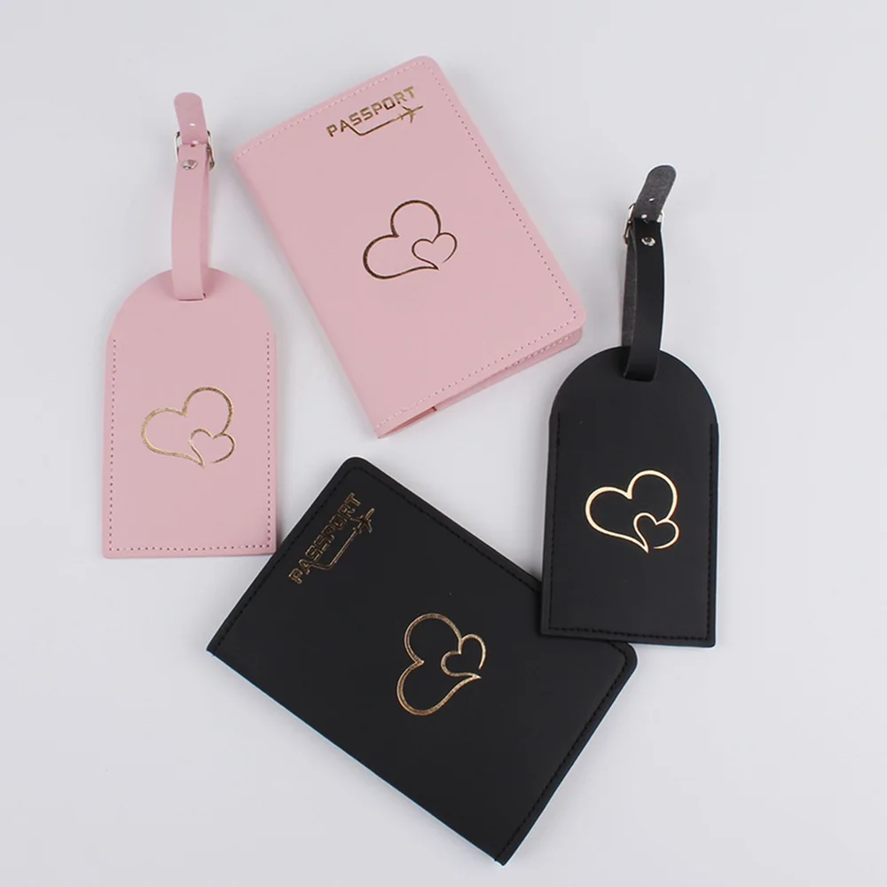 6 Colors Hot Stamping Suitcase Luggage Tag Label Loving Heart Couples  Handbag Portable Travel Accessories Name