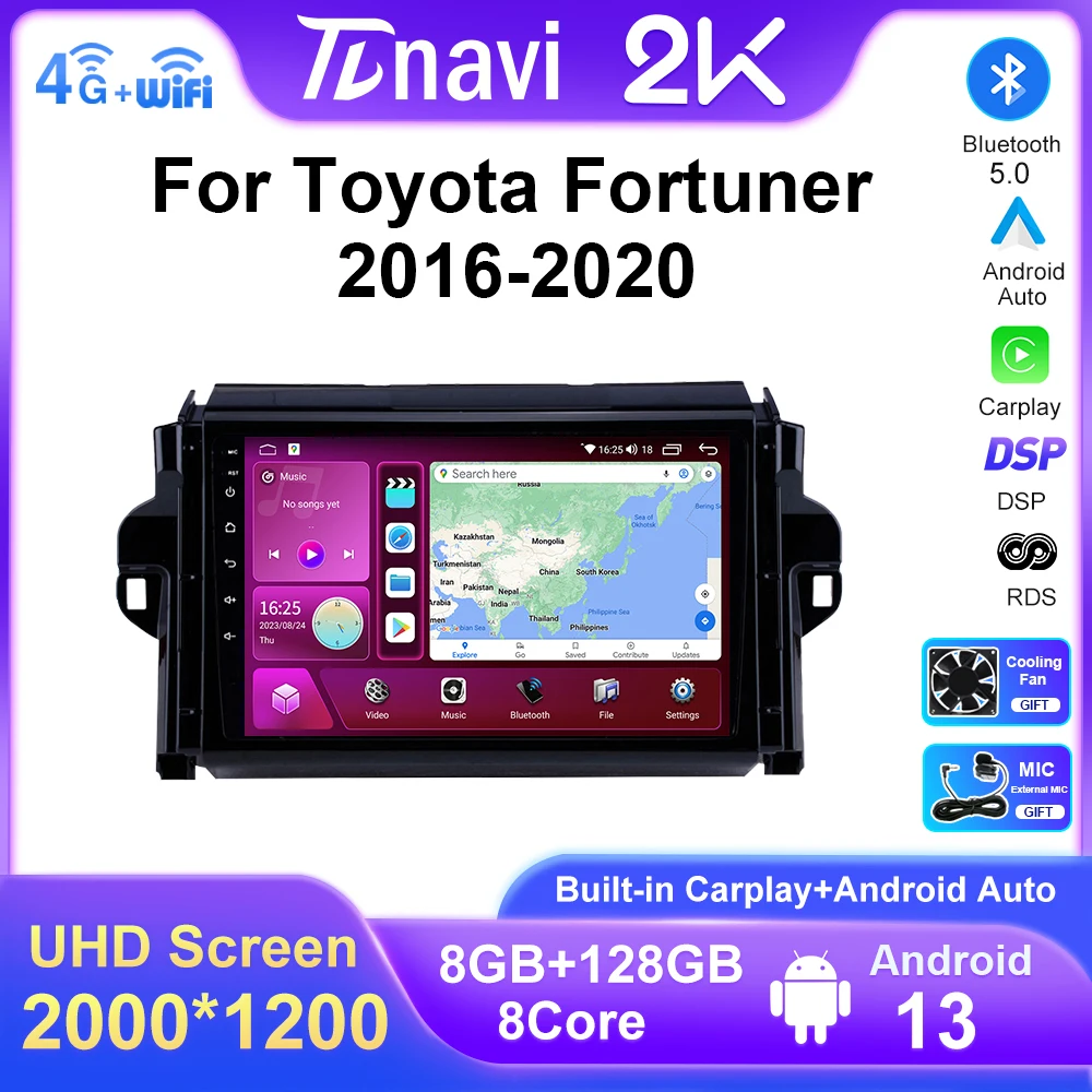 

Автомагнитола T7plus 2 Din на Android для Toyota Fortuner 2 2016 - 2020 мультимедийный плеер Carplay стерео DSP GPS DVD головное устройство