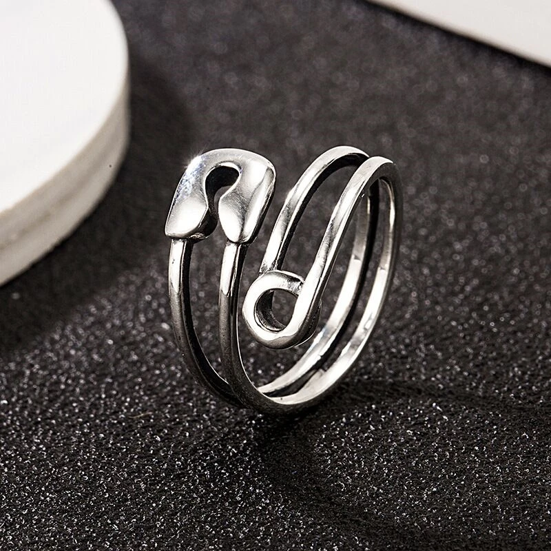 

Thai silver ring vintage S925 sterling silver fashion personality cool pin opening ring party couple ring ring